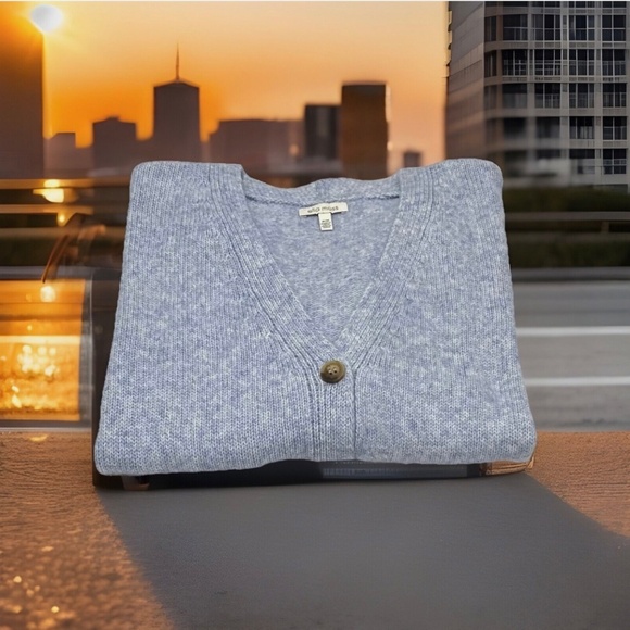 Ella Moss Womens Relaxed Boyfriend Fit Pockets Button-Up Cardigan Blue- Last One - Picture 2 of 4